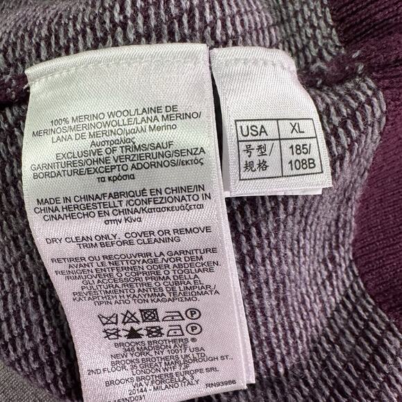 Brooks Brothers Men's Washable 100% Merino Wool Red Quarter Zip Pullover XL - Picture 5 of 7